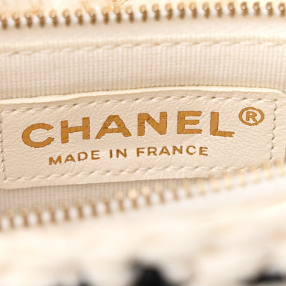 Chanel Raffia Effect Tweedy Mini Flap Bag White Black 6 of 10