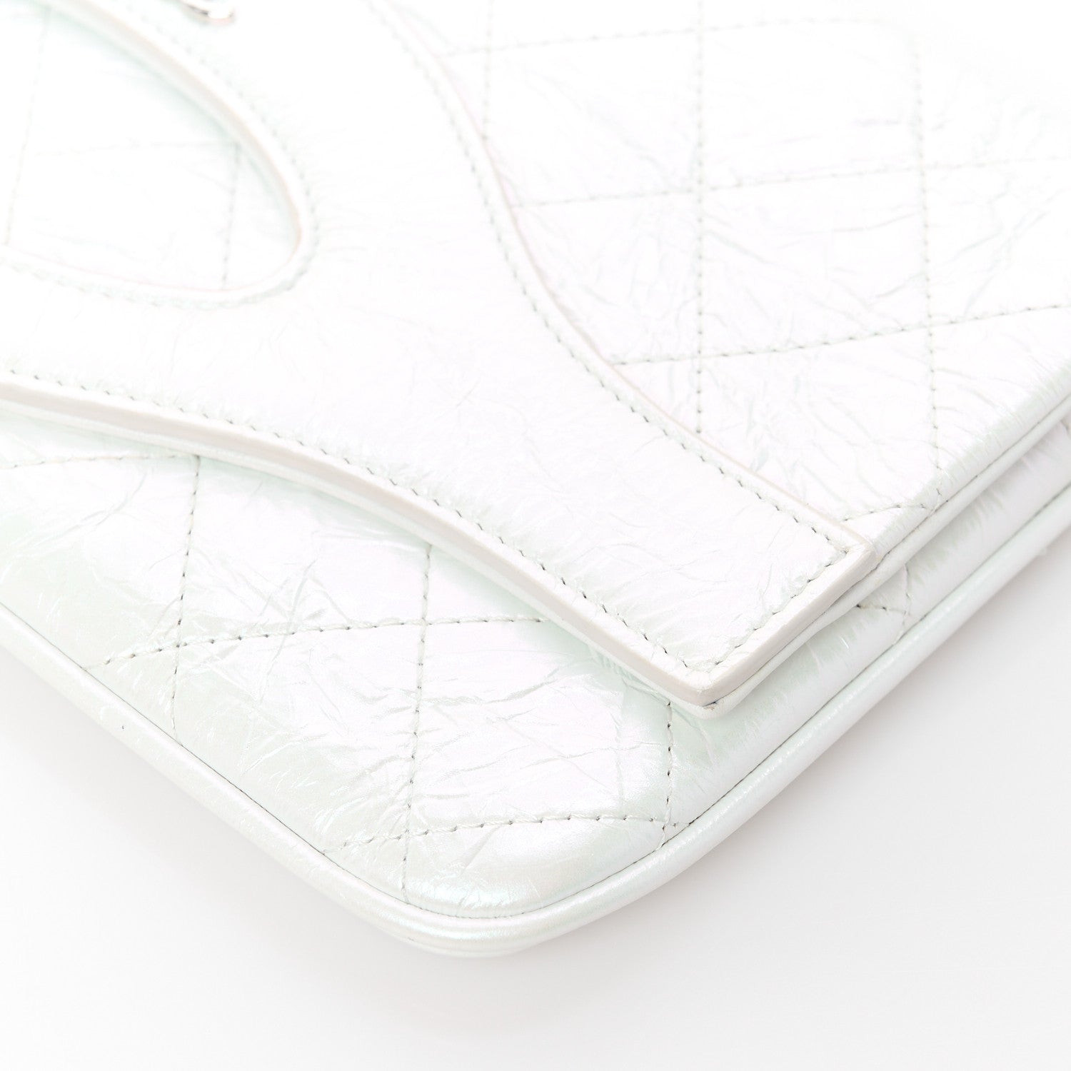Chanel Iridescent Aged Calfskin Quilted Small 31 Pouch White 11 of 11