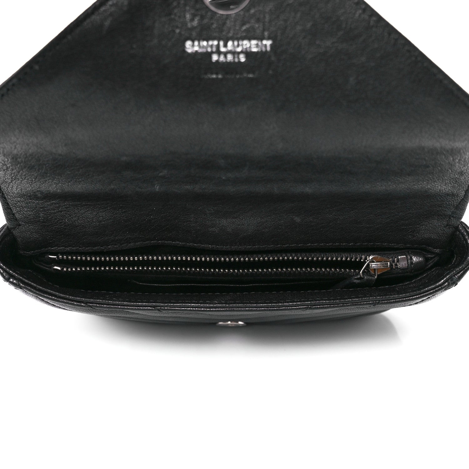 Saint Laurent Sheepskin Matelasse Chevron Monogram College Chain Wallet Black 5 of 11