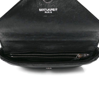 Saint Laurent Sheepskin Matelasse Chevron Monogram College Chain Wallet Black 5 of 11