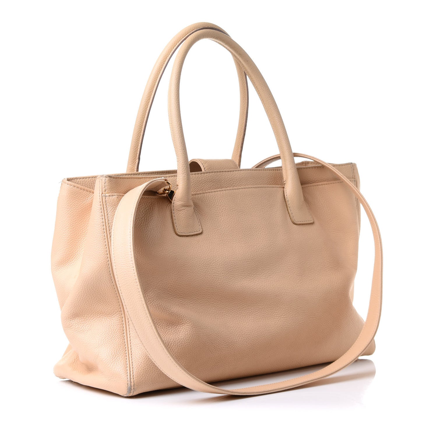 Calfskin Cerf Executive Shopper Tote Beige