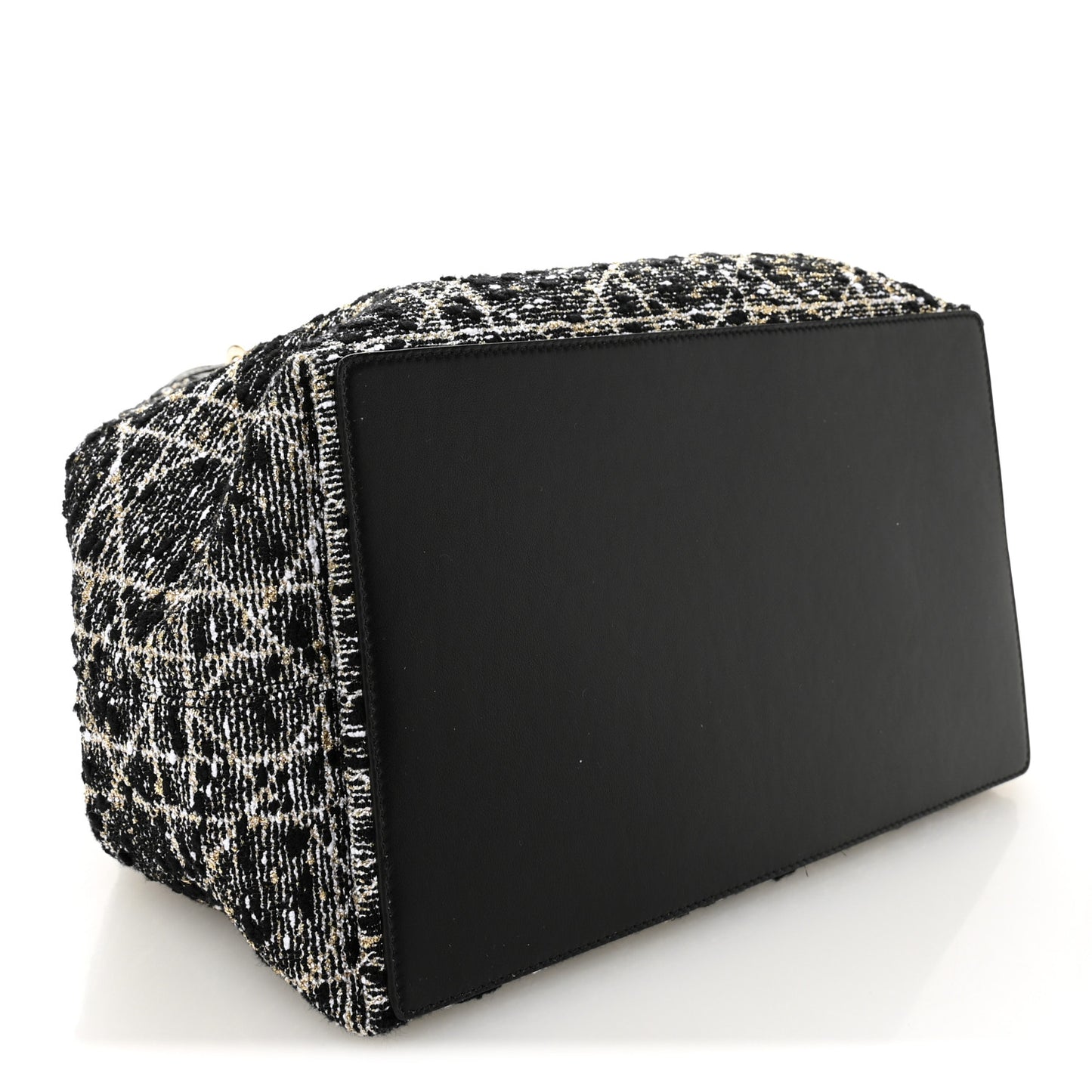 Calfskin Tweed Cannage Medium Toujours Black Gold White