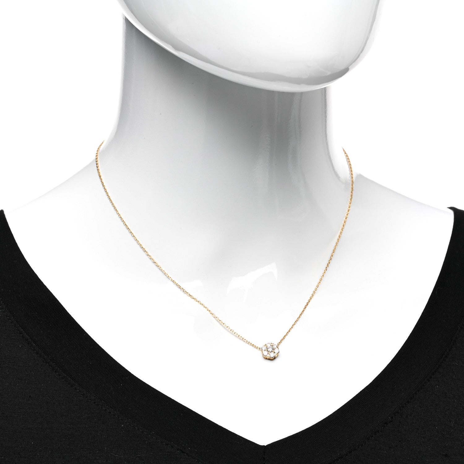 Van Cleef & Arpels 18K Yellow Gold Diamond Fleurette Pendant Necklace 2 of 4