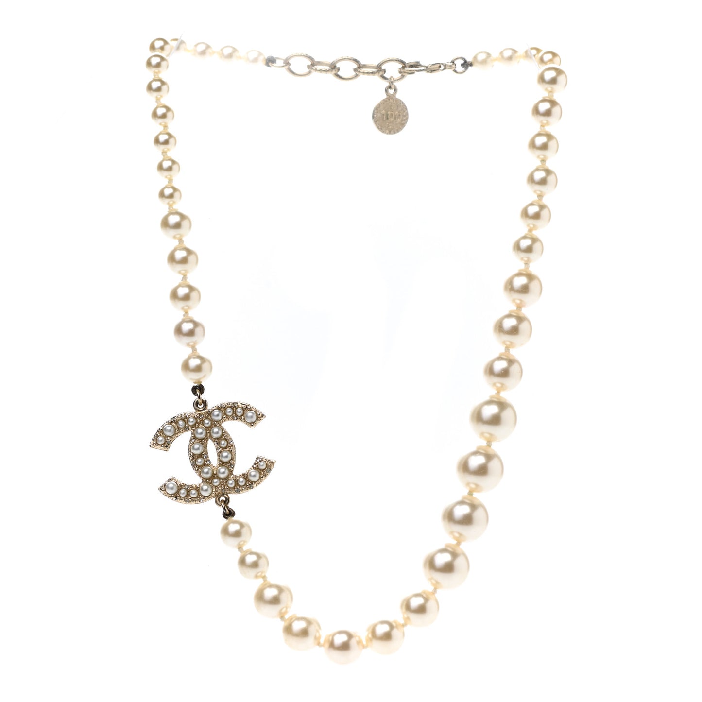 Pearl CC 100th Anniversary Necklace Light Gold