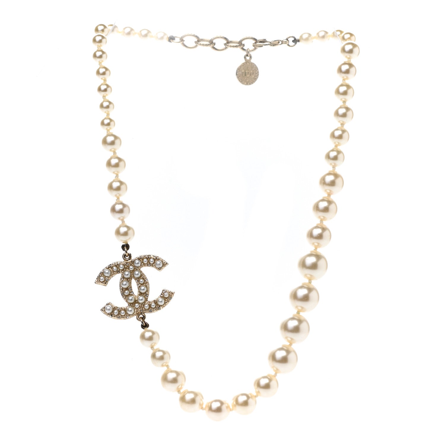 Chanel Pearl CC 100th Anniversary Necklace Light Gold 3 of 5