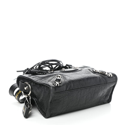 Balenciaga Agneau Classic Silver Hardware Mini City Logo Strap Black Jaune Soleil 4 of 8