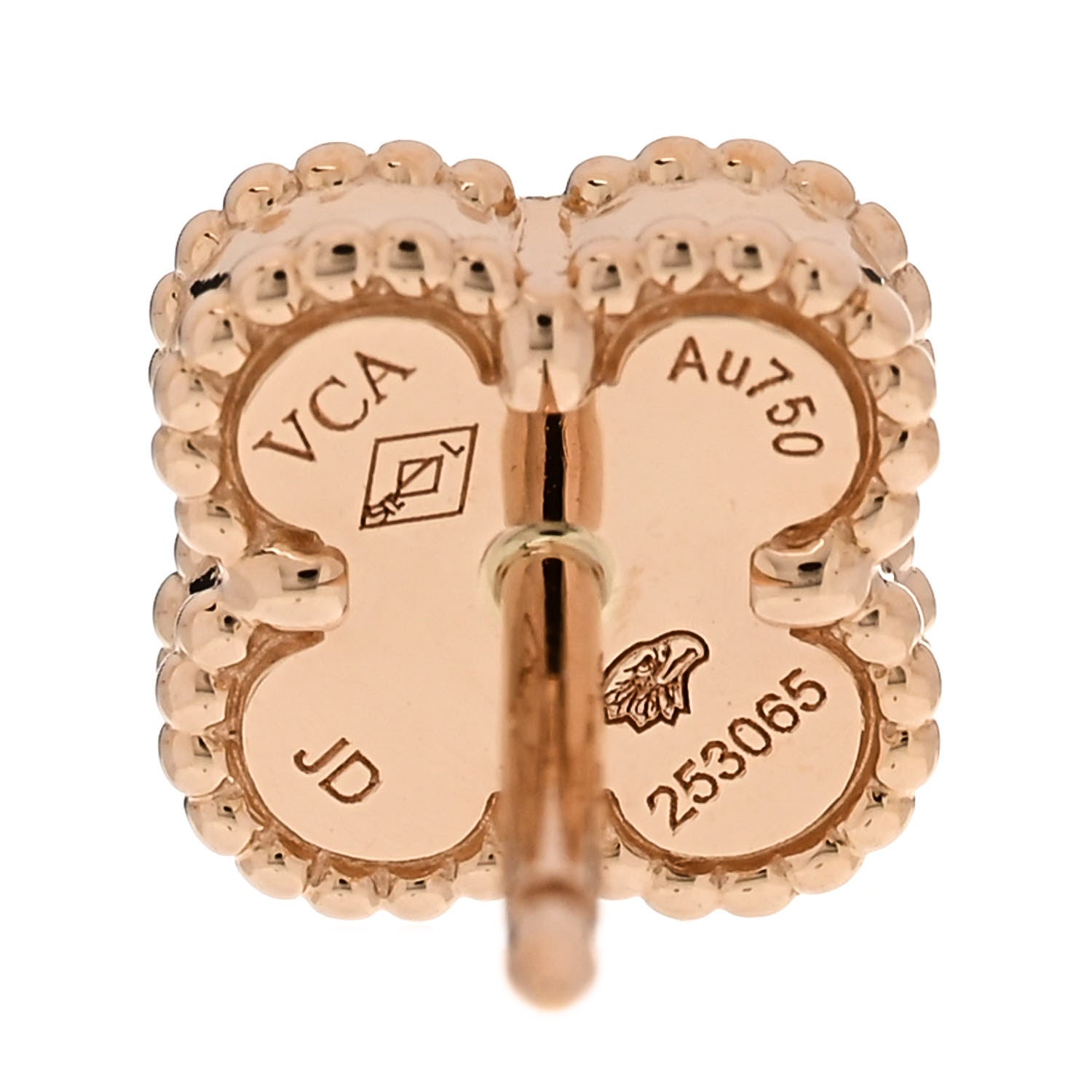 Van Cleef & Arpels 18K Rose Gold Carnelian Sweet Alhambra Earrings 4 of 5
