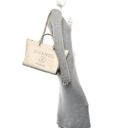 Chanel Caviar Small Studded Deauville Tote Ivory 2 of 10