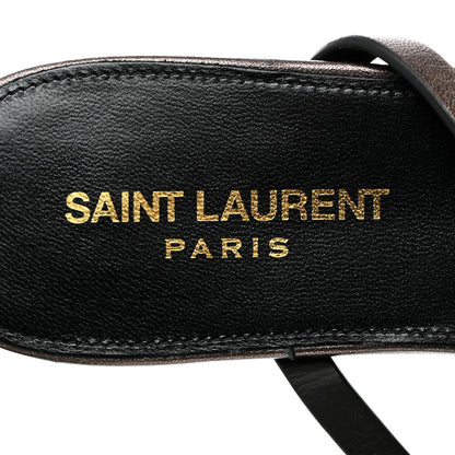 Saint Laurent Calfskin Cassandra Monogram Sandals 38.5 Bronze 6 of 8