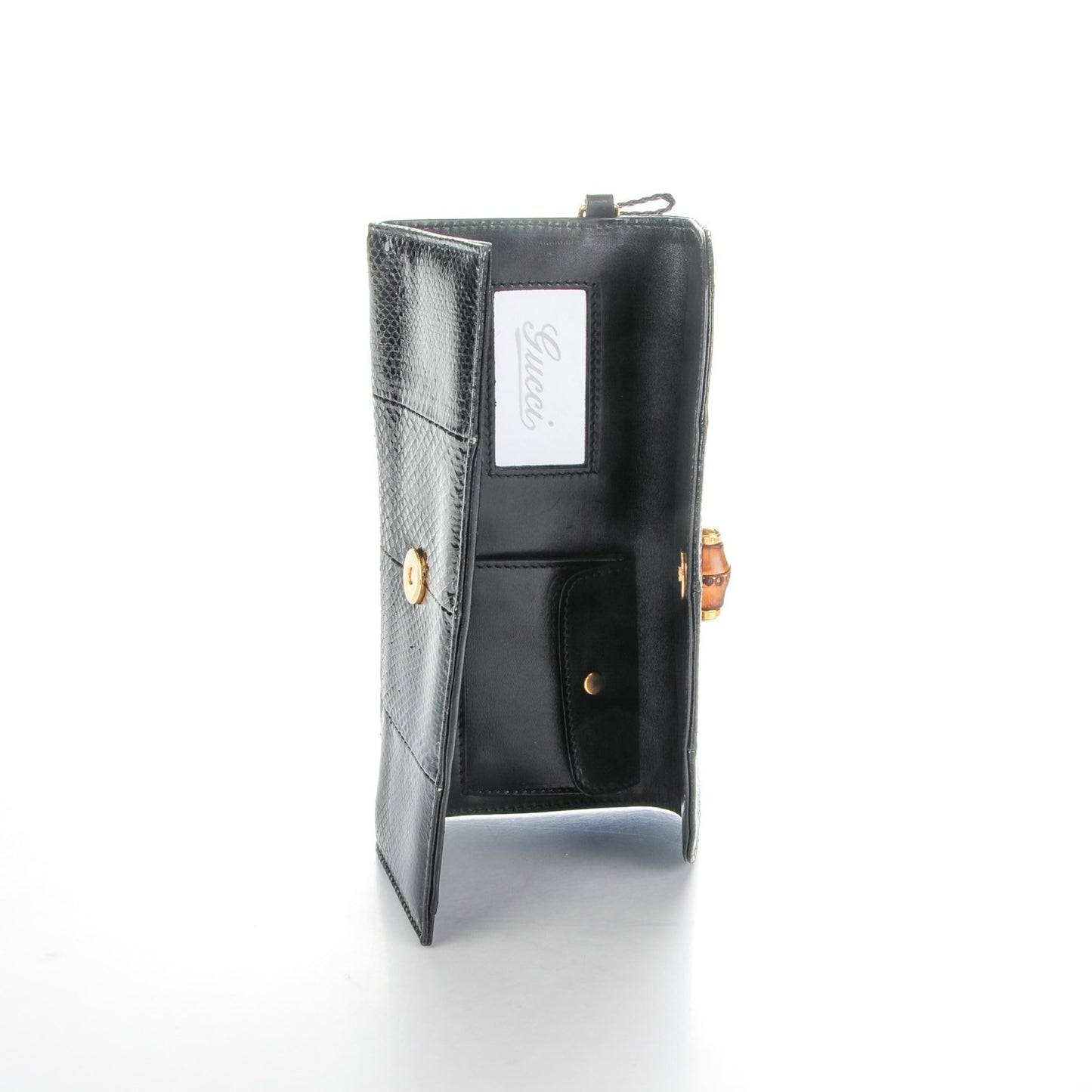 Python Bamboo Wristlet Clutch Black