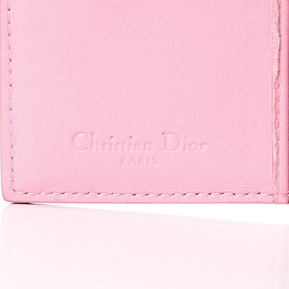 Christian Dior Lambskin Cannage Bi-Color Small Lady Dior Flap Card Holder Black Pink 6 of 9