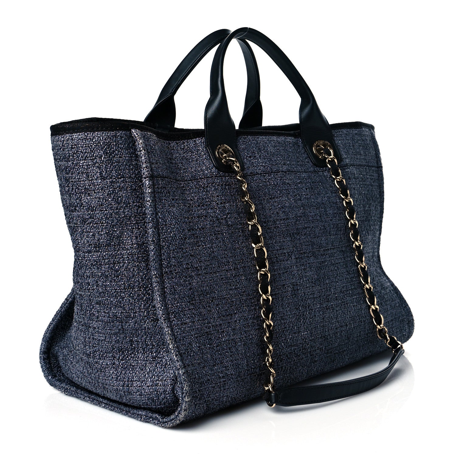 Chanel Lurex Boucle Medium Deauville Tote Blue 3 of 10