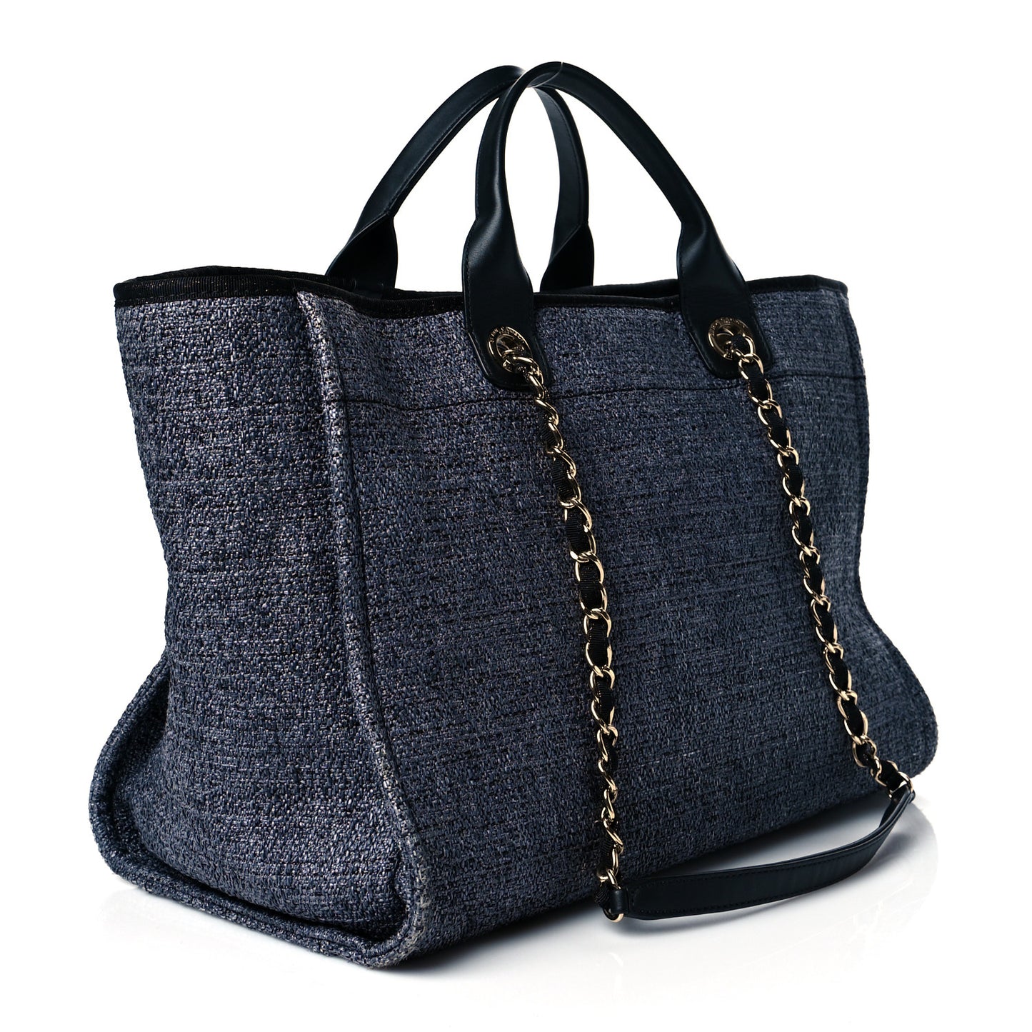 Lurex Boucle Medium Deauville Tote Blue
