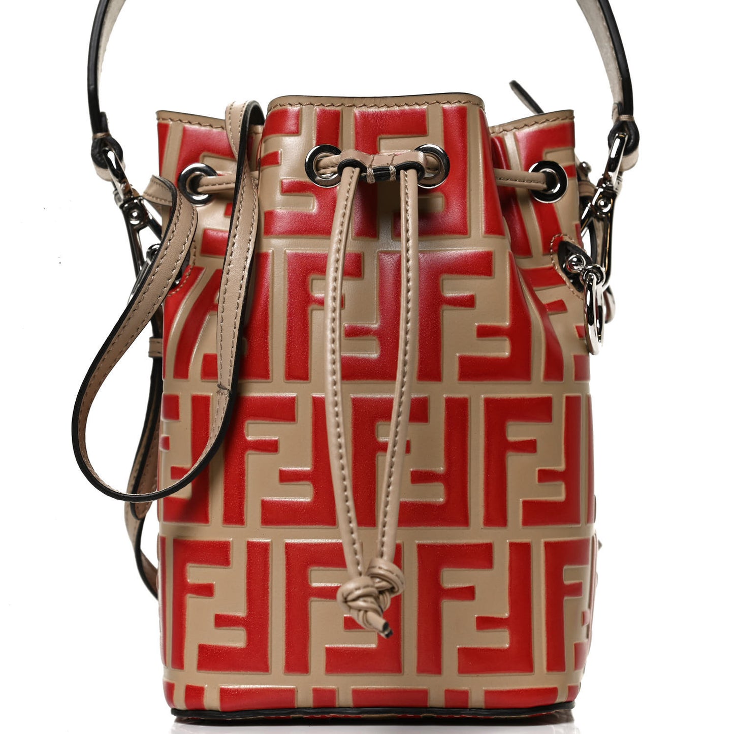 Vitello Liberty F is Fendi FF Embossed Mini Mon Tresor Bucket Bag Amido Fiamma