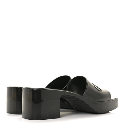 Gucci Rubber Gucci Logo Womens Platform 20/60mm Slide Sandals 37 Black 4 of 8