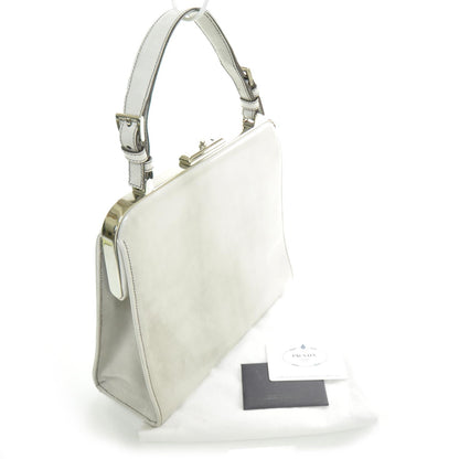 Prada Spazzolato Logo Print Framed Bag Quarzo 3 of 8