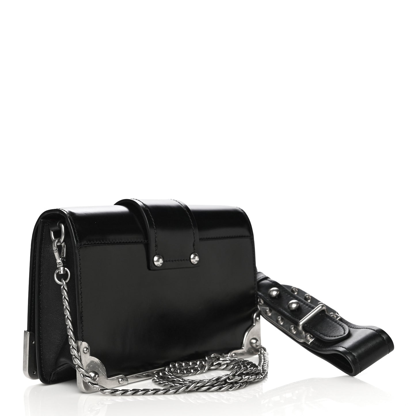 City Calfskin Cahier Chain Wristlet Clutch Black