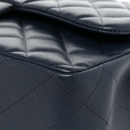 Chanel Caviar Quilted Jumbo Double Flap Navy Blue 16 of 21