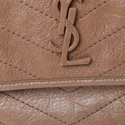 Saint Laurent Crinkled Calfskin Matelasse Monogram Medium Niki Chain Satchel Natural Tan 12 of 12