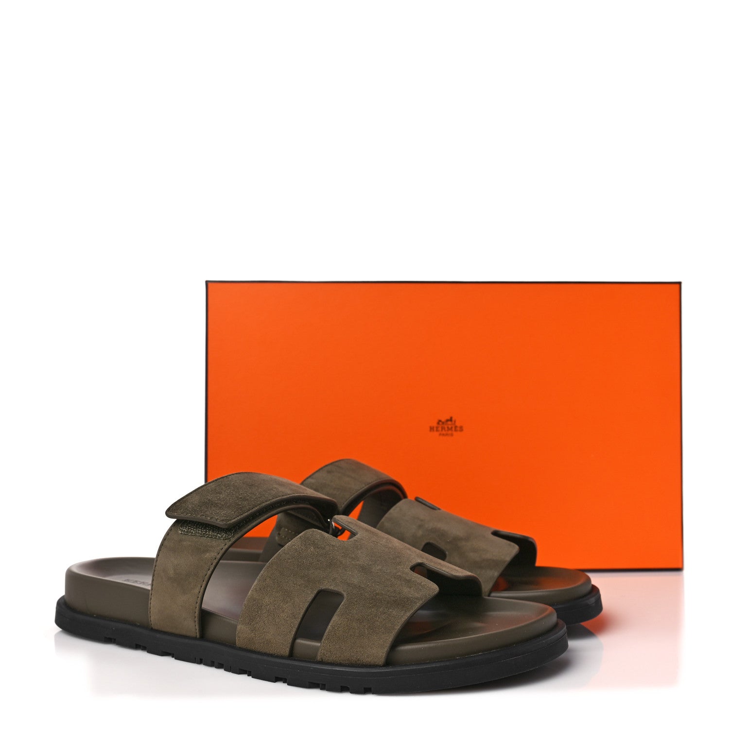 Hermes Suede Goatskin Mens Chypre Sandals 43 Vert Army 8 of 8