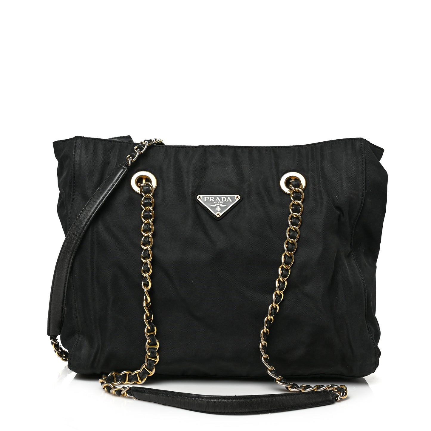 Tessuto Nylon Chain Shoulder Bag Black
