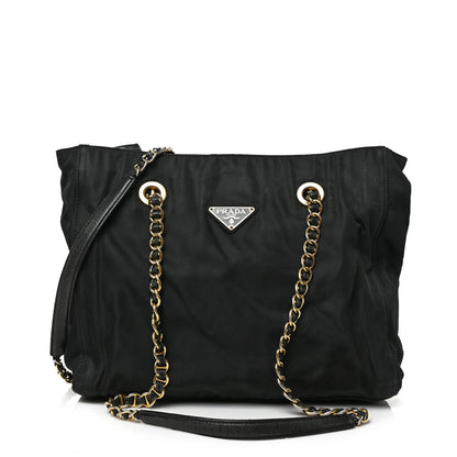 Prada Tessuto Nylon Chain Shoulder Bag Black 1 of 8