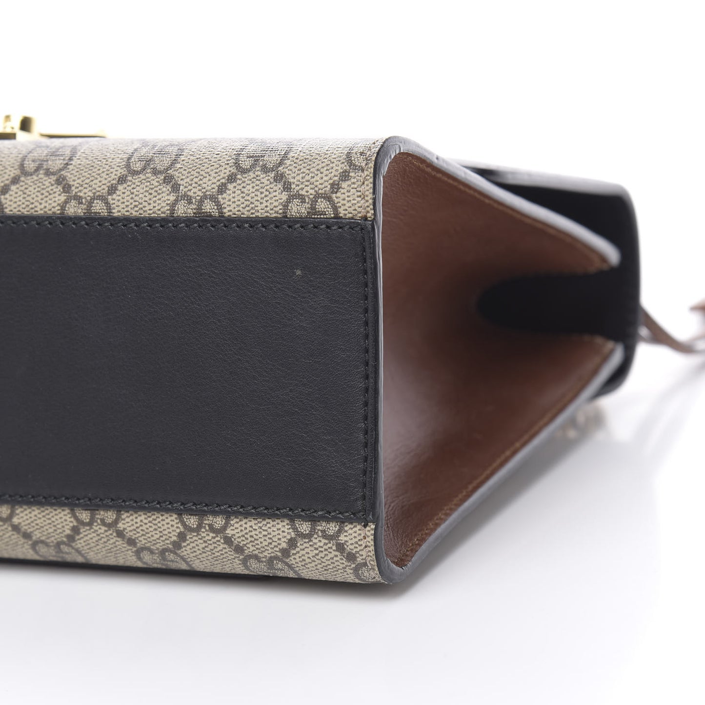 GG Supreme Monogram Calfskin Medium Padlock Shoulder Bag Beige Black Cuir