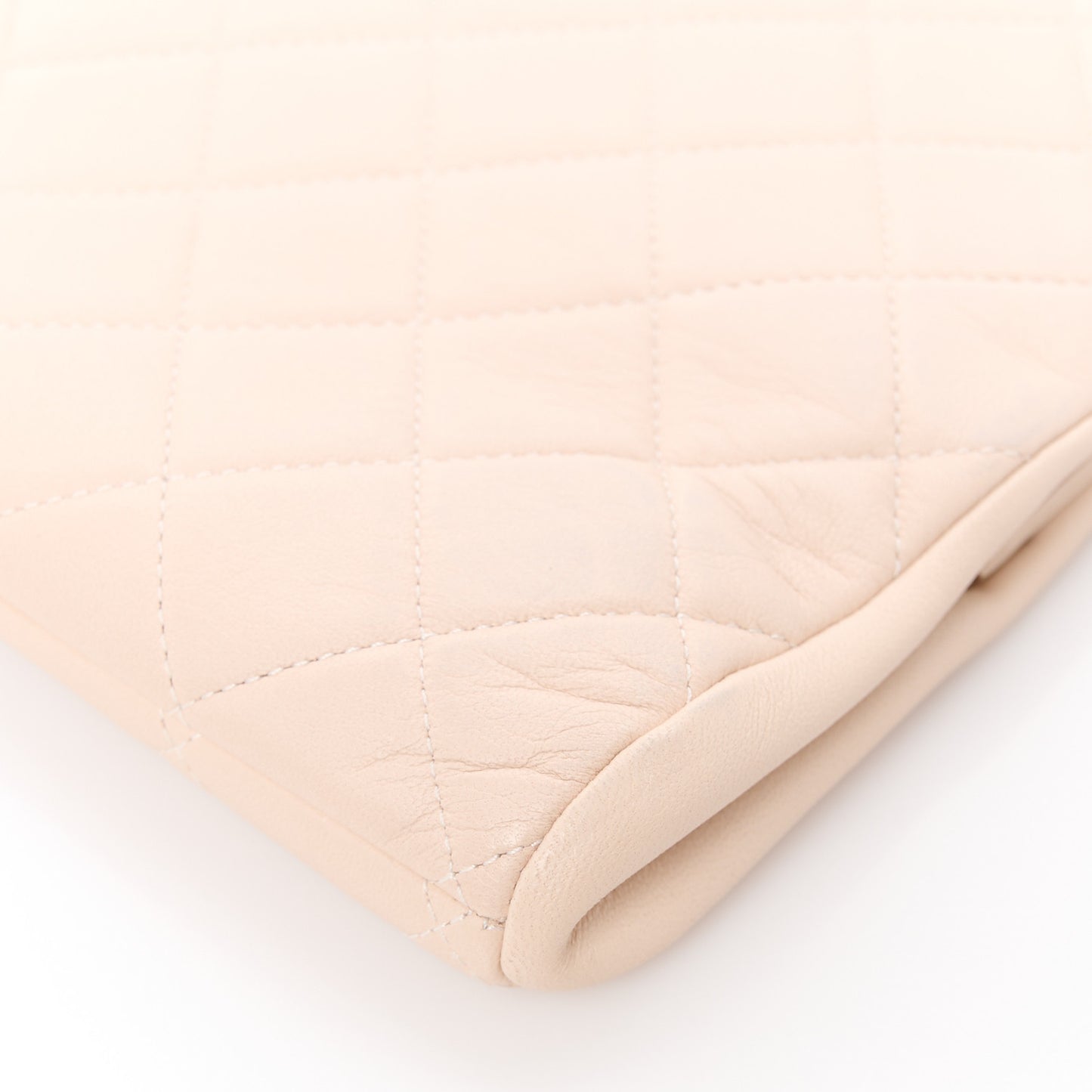 Lambskin Quilted Clutch Beige