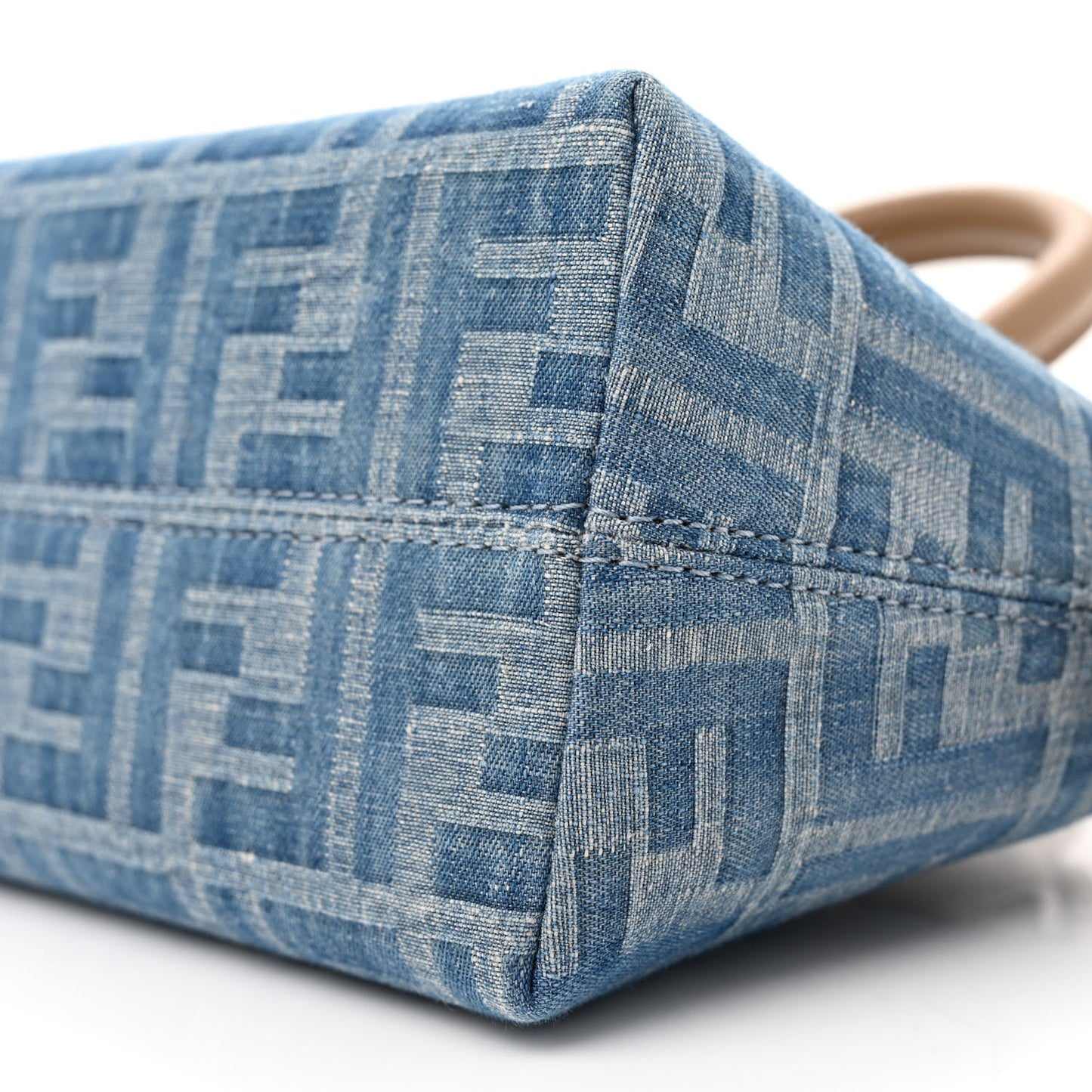 Denim Vitello King FF Mini By The Way Top Handle Boston Bag Tortora Nuvola