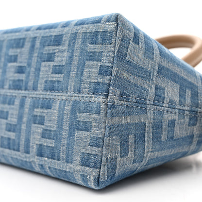 Fendi Denim Vitello King FF Mini By The Way Top Handle Boston Bag Tortora Nuvola 10 of 10
