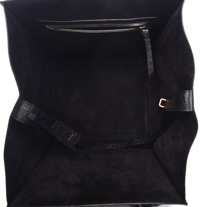 Celine Crocodile Embossed Calfskin Medium Phantom Luggage Black 5 of 9