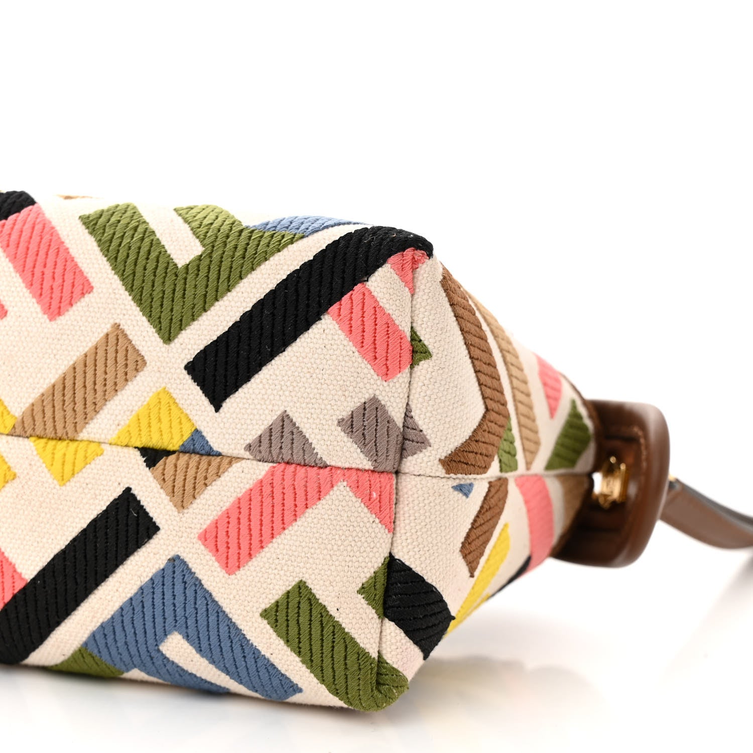 Fendi Canvas Vitello FF Multicolor Embroidered Mini By The Way Top Handle Boston Bag Multicolor 9 of 10