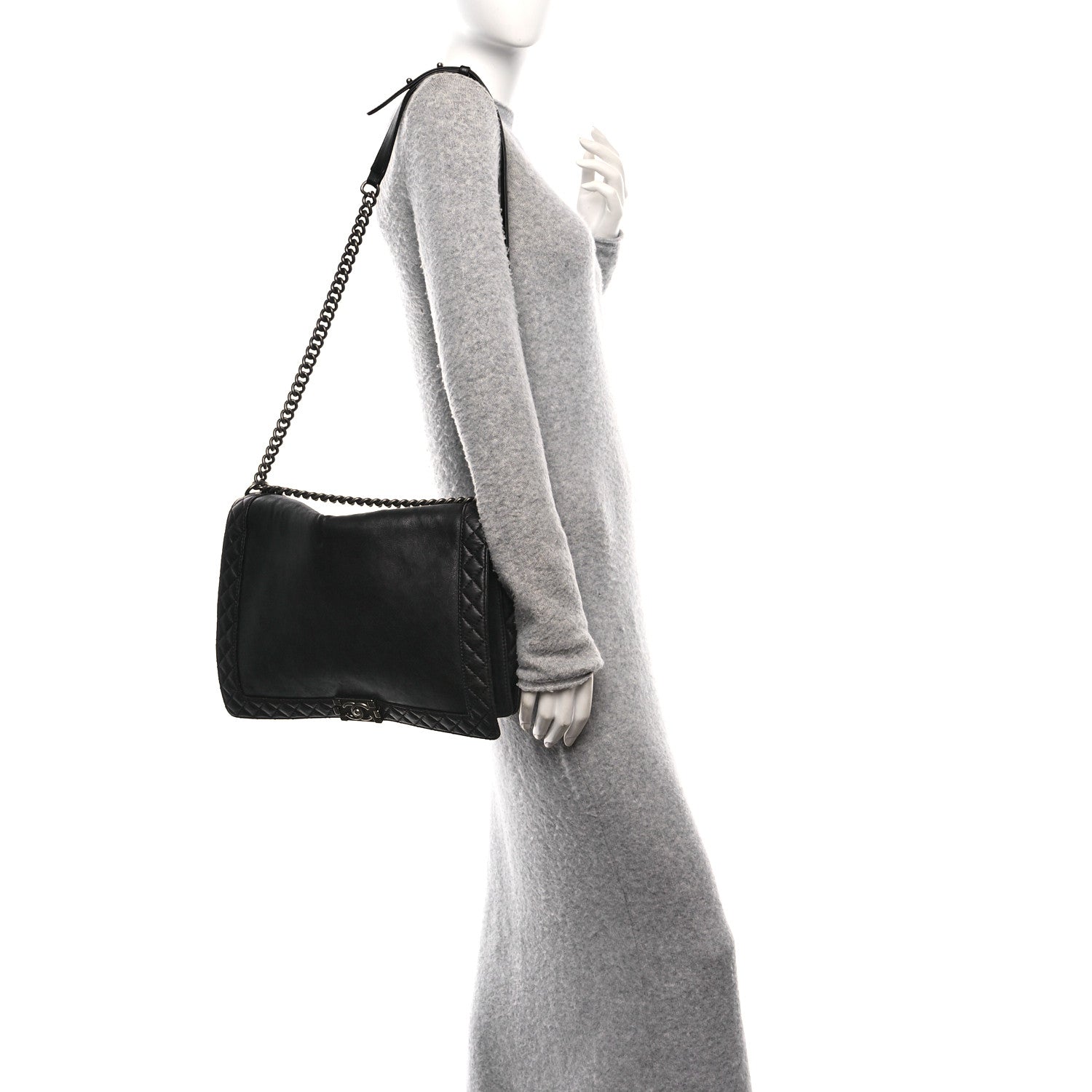 Chanel Calfskin Large Boy Reverso Flap Black 2 of 10