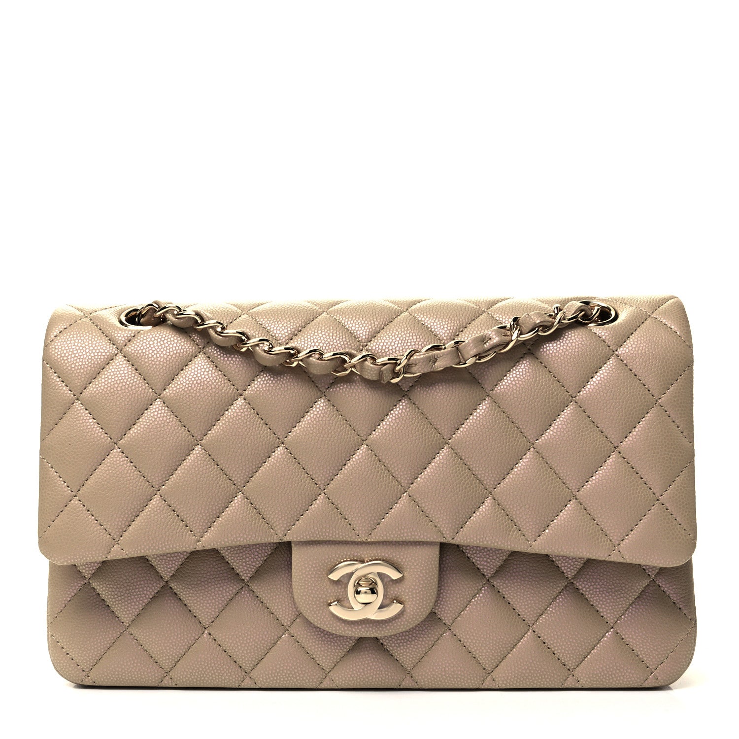 Chanel Iridescent Caviar Quilted Medium Double Flap Dark Beige 1 of 9