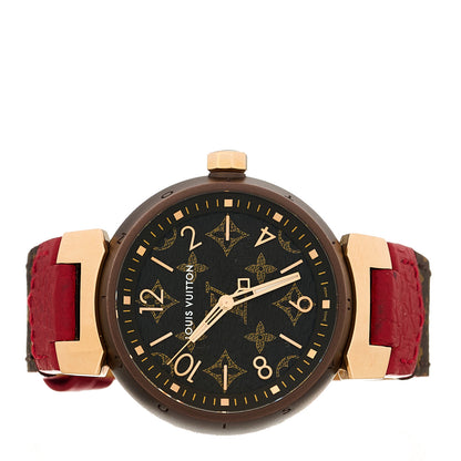 Louis Vuitton Stainless Steel 18K Rose Gold Monogram 34mm Tambour Quartz Watch Brown 2 of 5