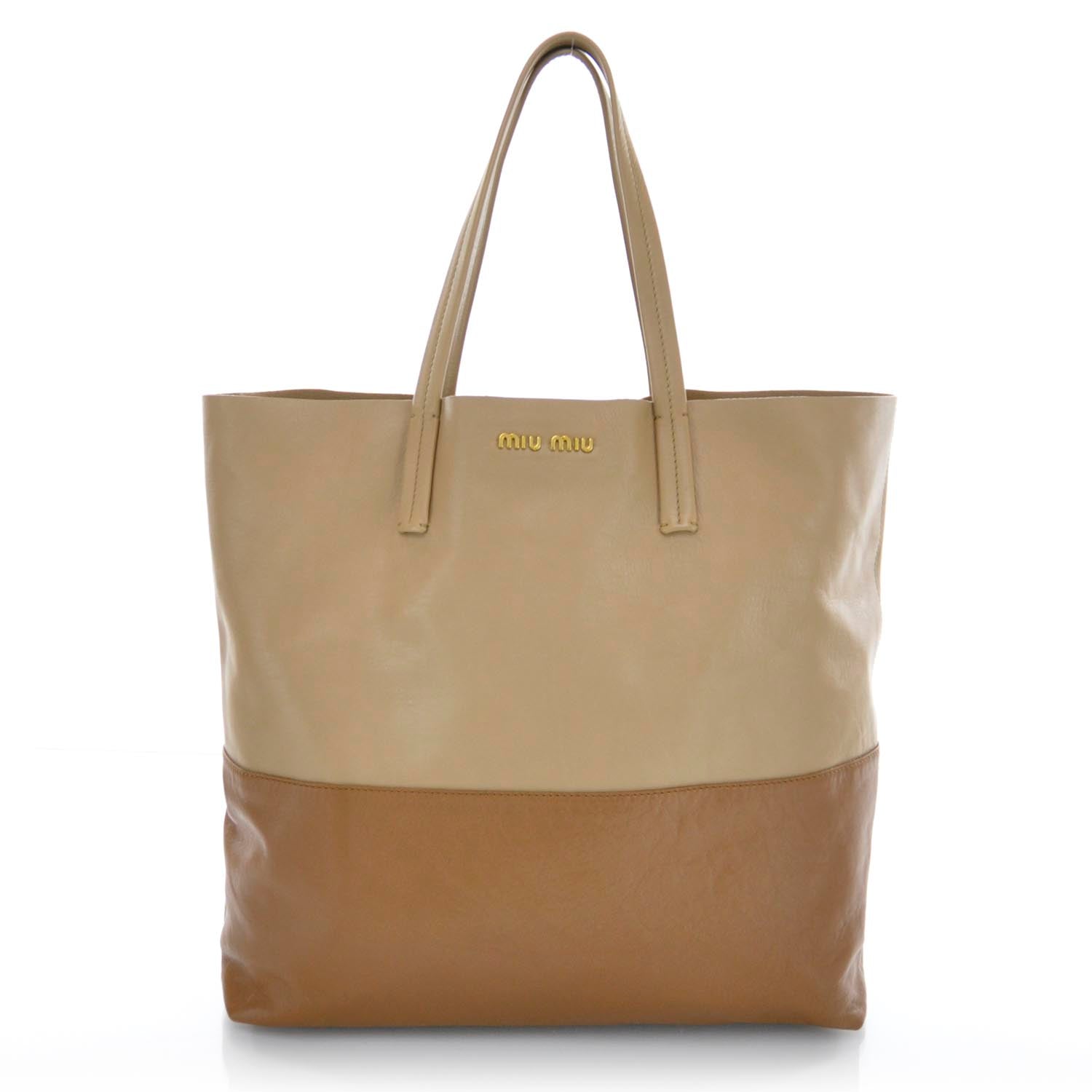 Miu Miu Soft Calfskin Shopping Tote Sughero Cuoio 1 of 10