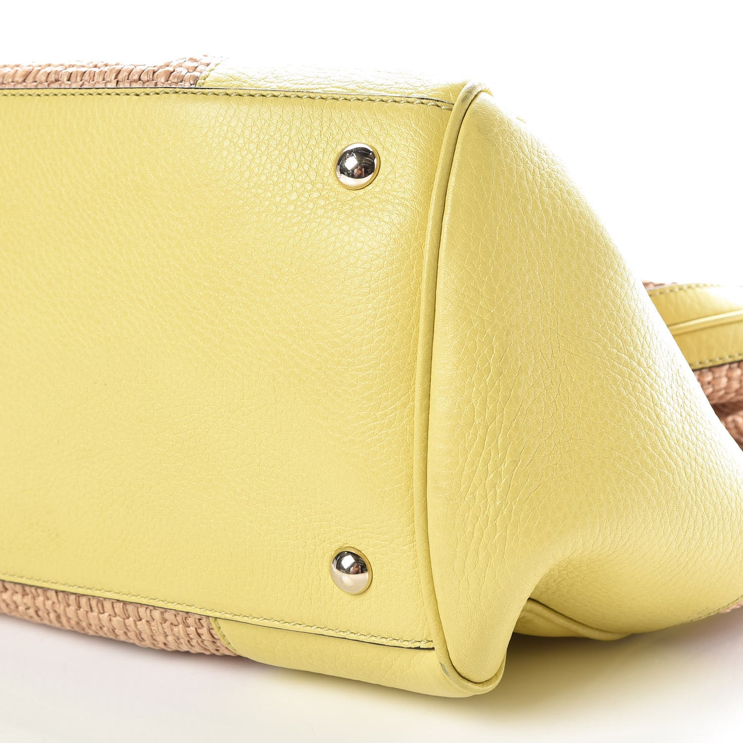 Calfskin Straw Large Bamboo Shopper Tote Citrus