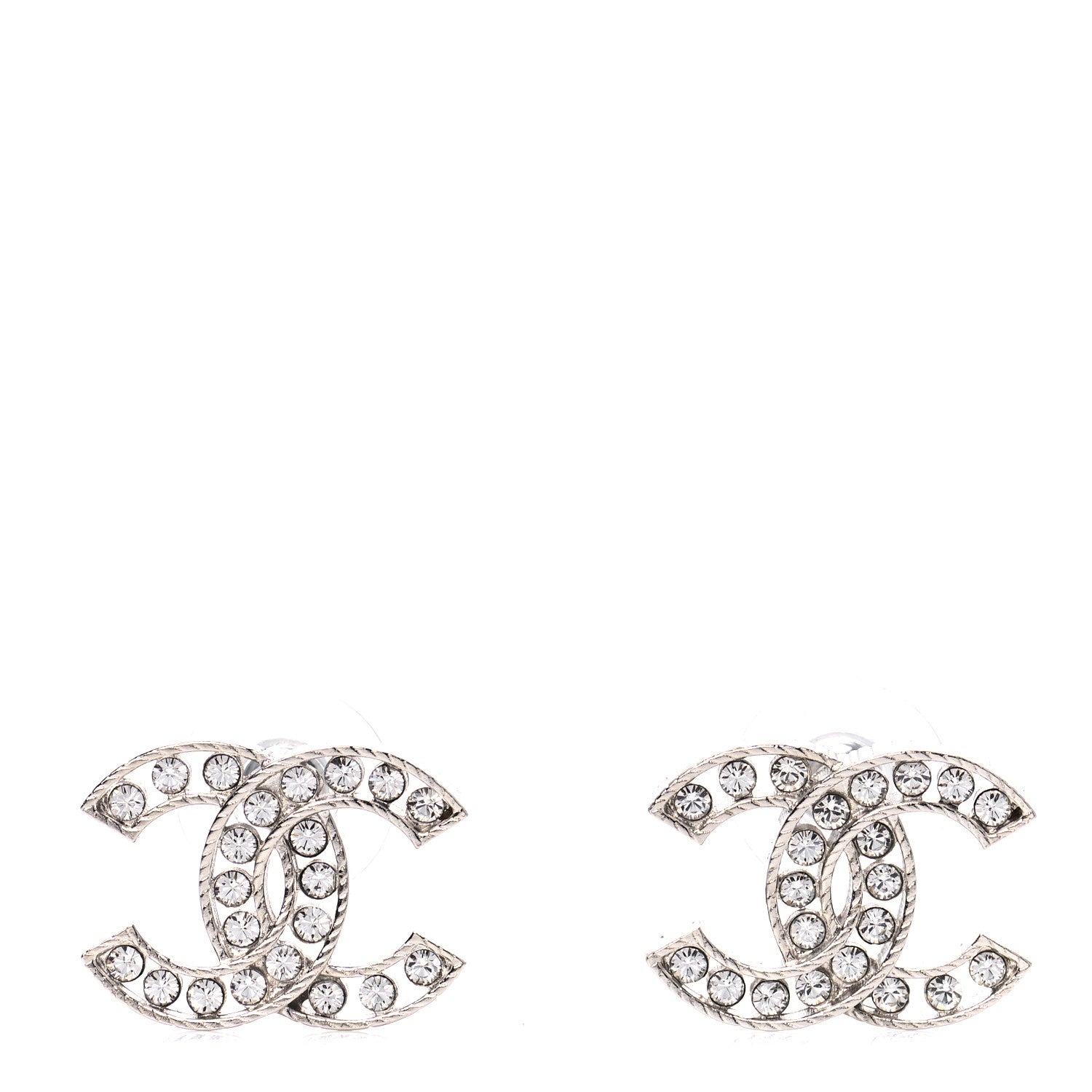 Chanel Crystal CC Earrings Silver 1 of 4