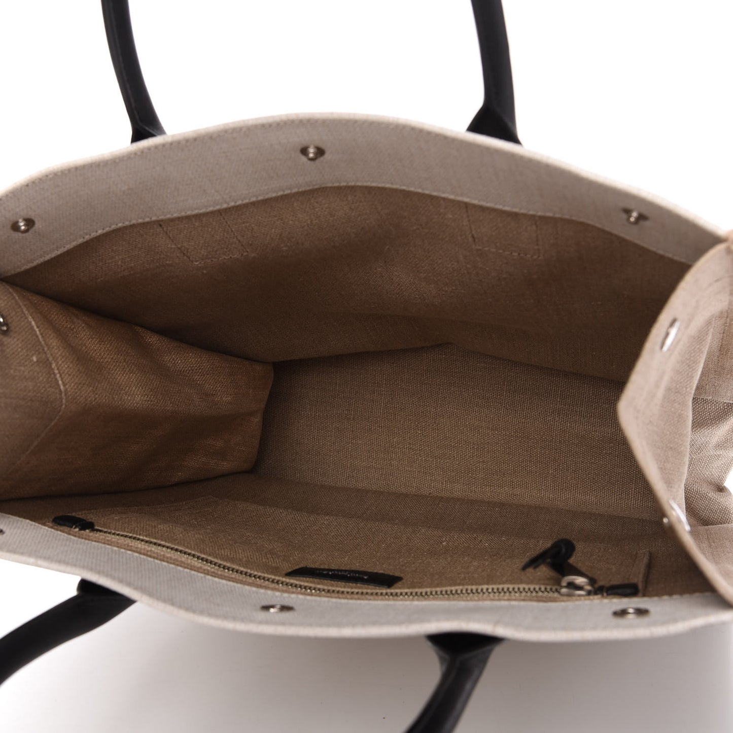 Linen Calfskin Rive Gauche North South Tote Optic White