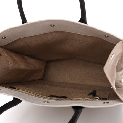 Saint Laurent Linen Calfskin Rive Gauche North South Tote Optic White 5 of 9