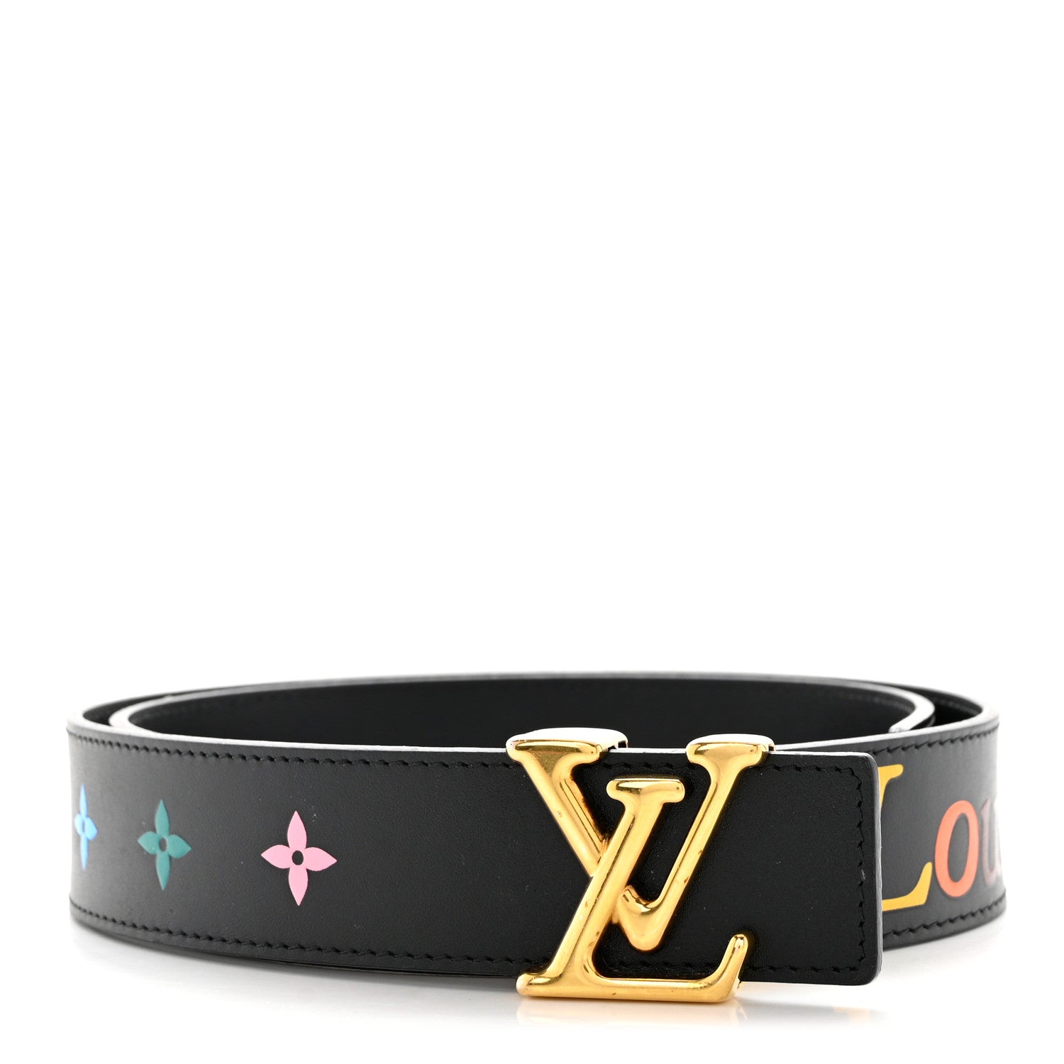 Louis Vuitton Calfskin 35mm LV New Wave Belt 80 32 Black 1 of 4
