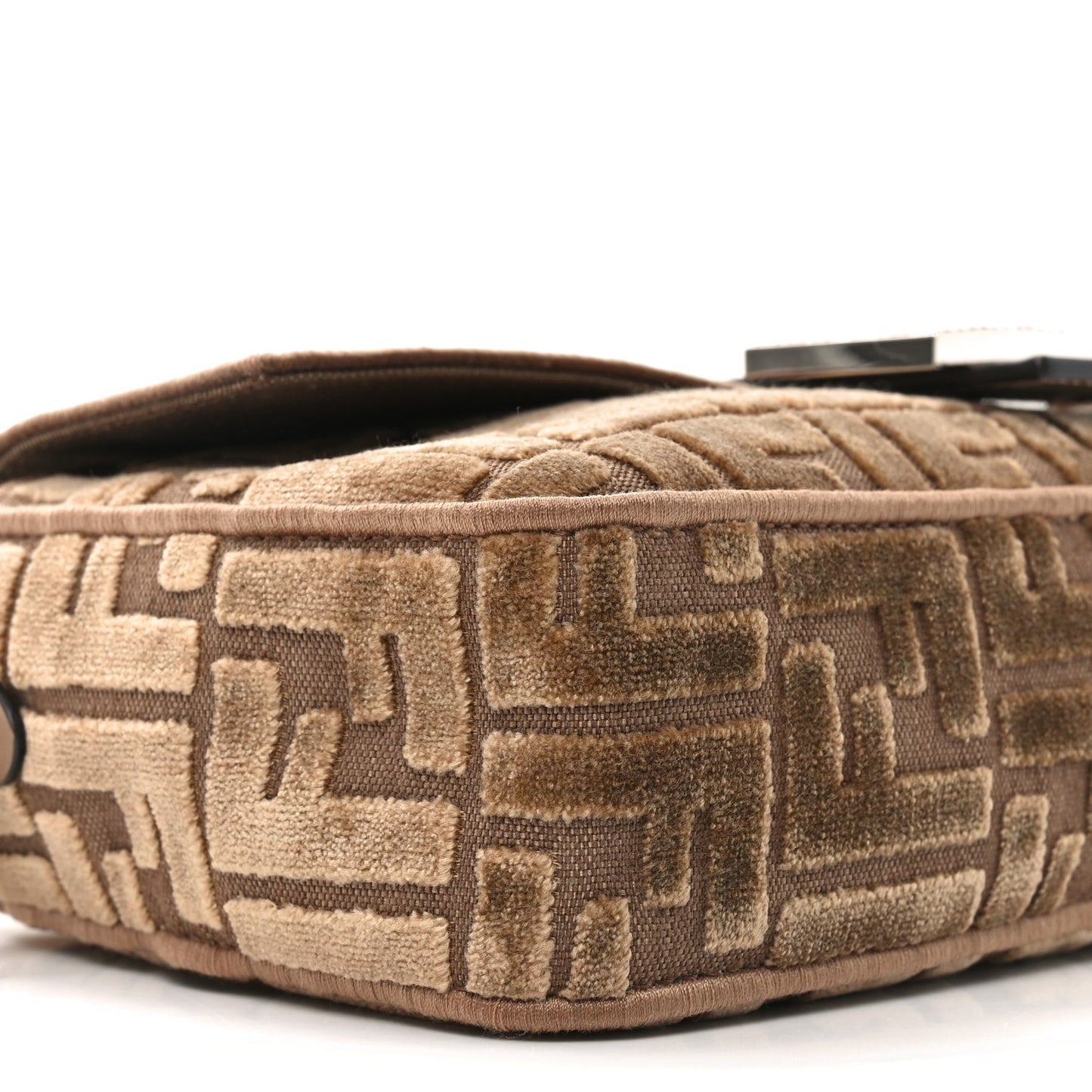 Velvet Jacquard FF Crystal Embossed Baguette Cappuccino