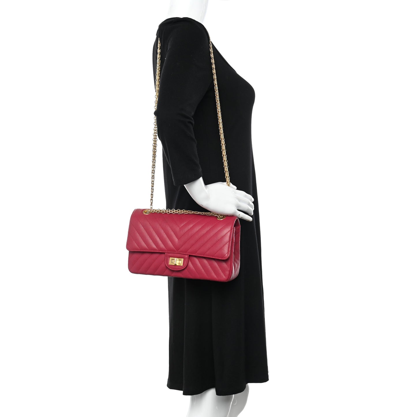 Sheepskin Chevron Quilted 2.55 Reissue 225 Flap Dark Pink