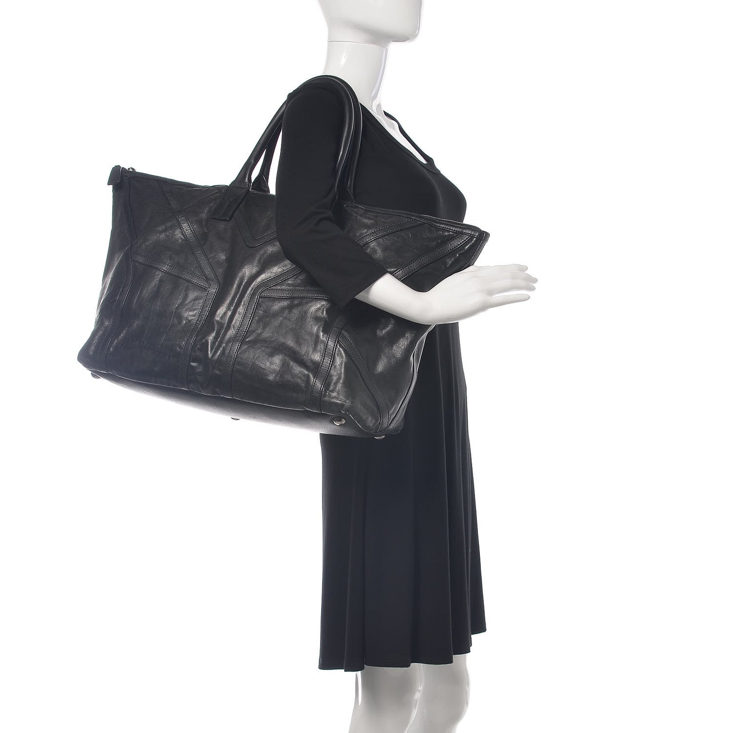 Calfskin Sac Hamptons Weekender Bag Black