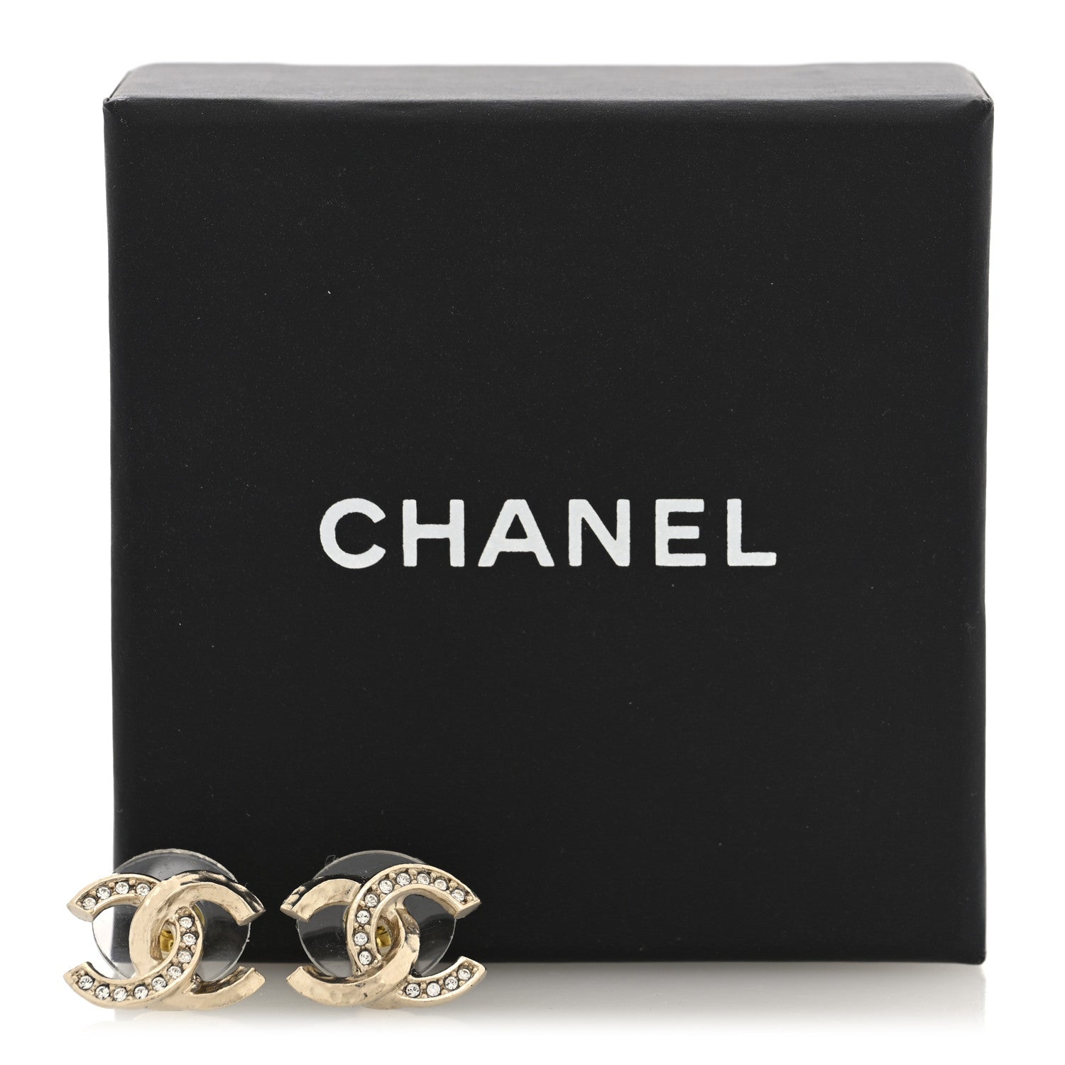 Chanel Crystal CC Earrings Gold 5 of 5