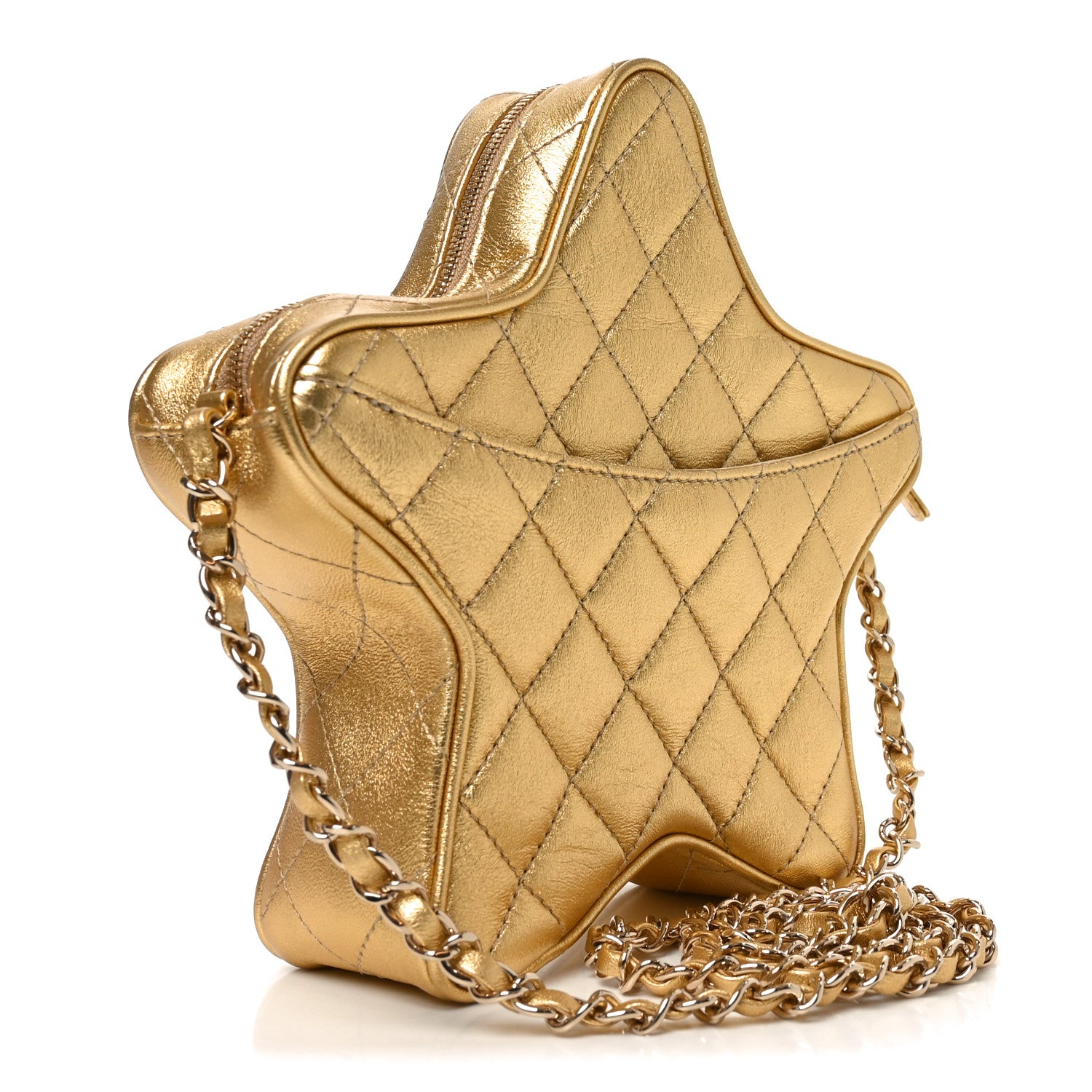 Chanel Metallic Lambskin Quilted Walk Of Fame Star Bag Gold 3 of 10