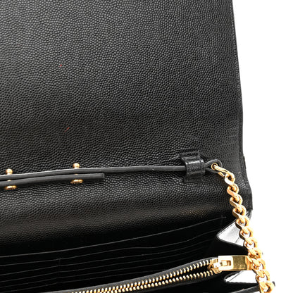 Saint Laurent Grain De Poudre Monogram Chain Wallet Black 16 of 17