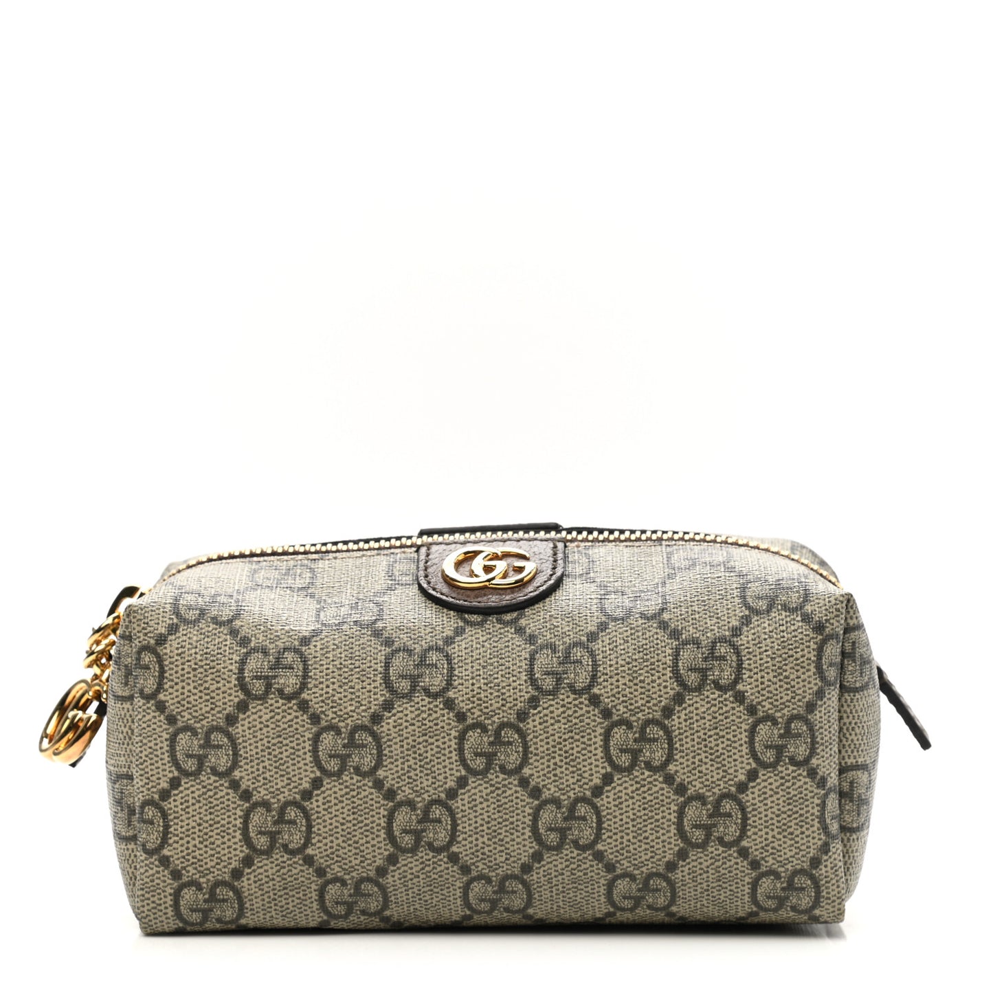 Soft GG Supreme Monogram Calfskin Small Ophidia Cosmetic Case Beige Ebony New Acero