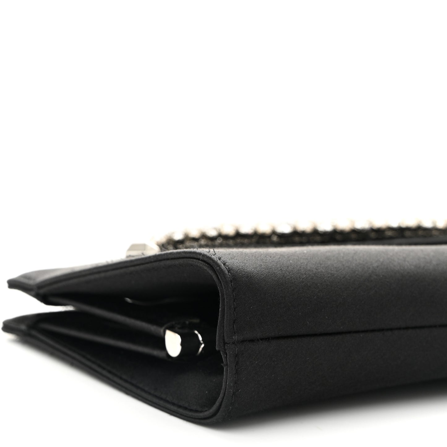 Satin Crystal Pearl Venus Clutch Black