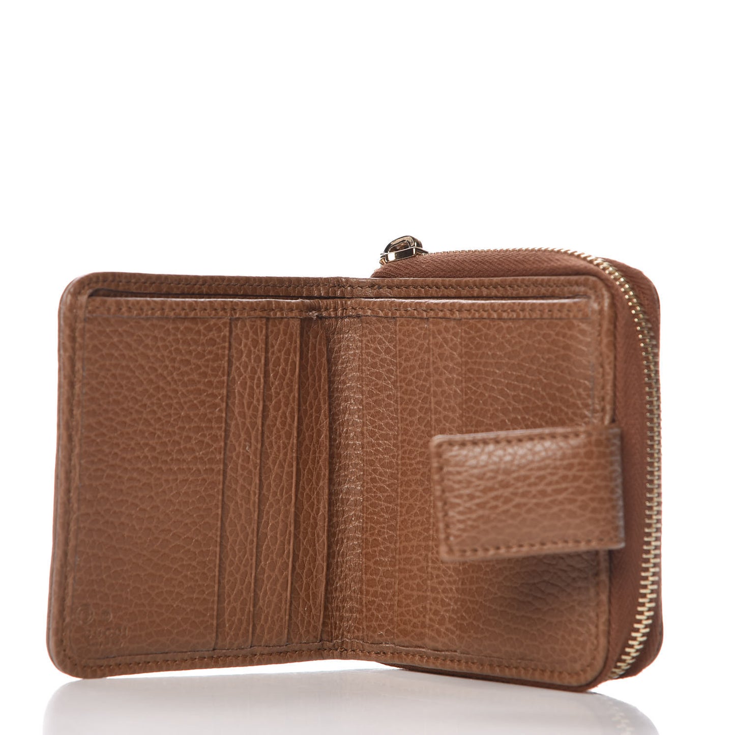 Monogram Dollar Calfskin Zip Around French Wallet Beige Ebony Tabacco